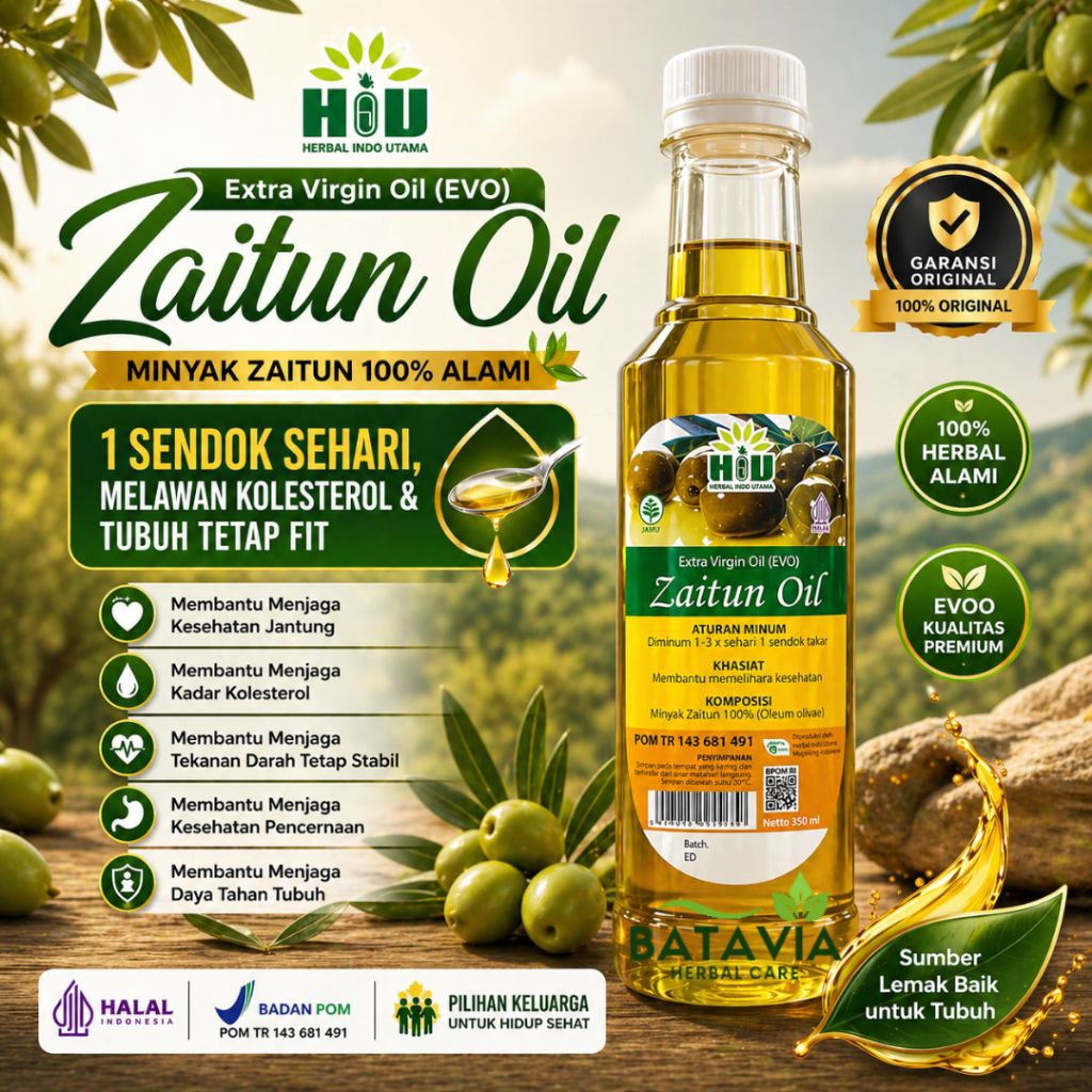 Minyak Zaitun Extra Virgin Oil Olive Oil EVO HIU 350ML