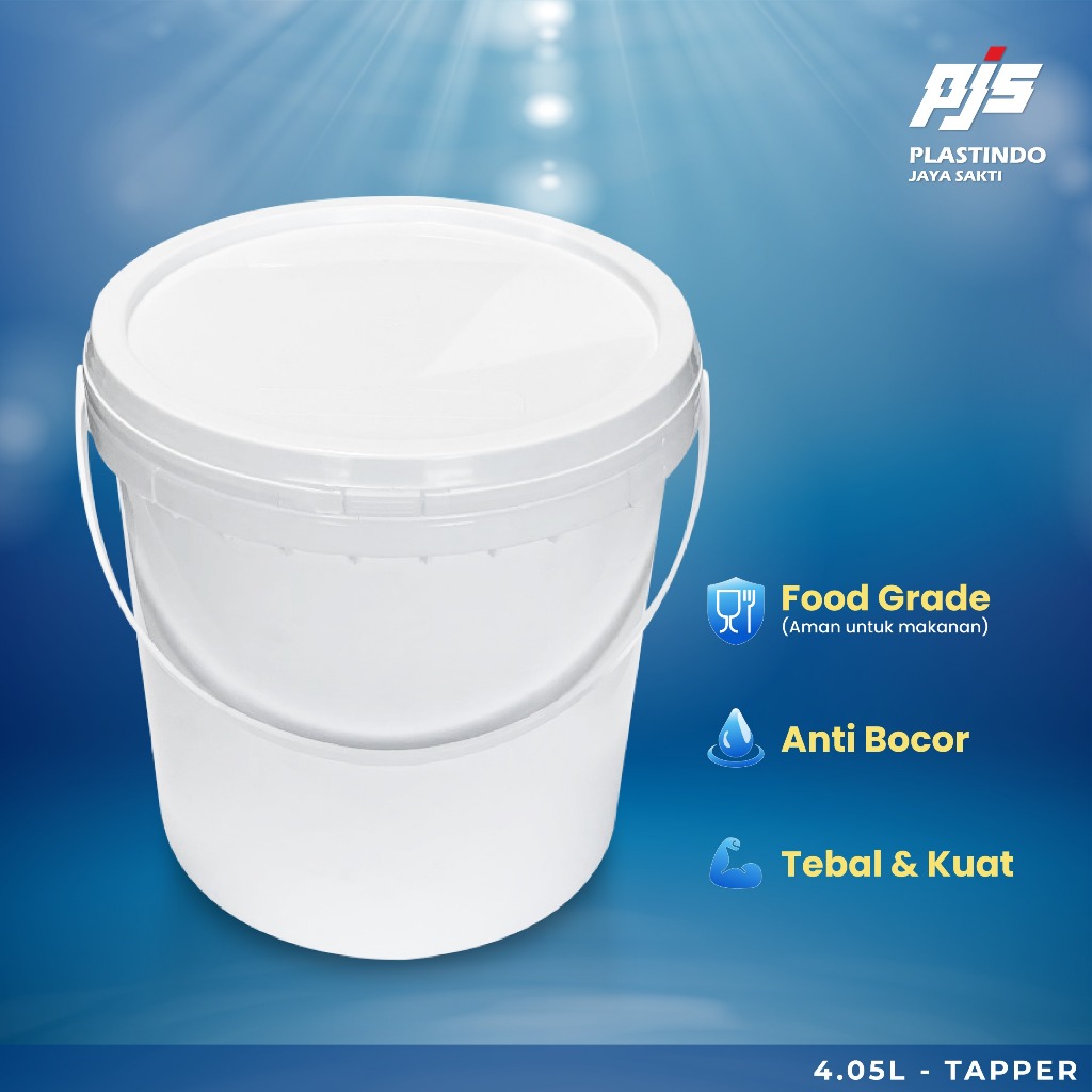 Ember Plastik Makanan Cat 4L Tapered | Pail Plastik  Full Set Tutup 4 Liter (4,5 KG) | Untuk Makanan