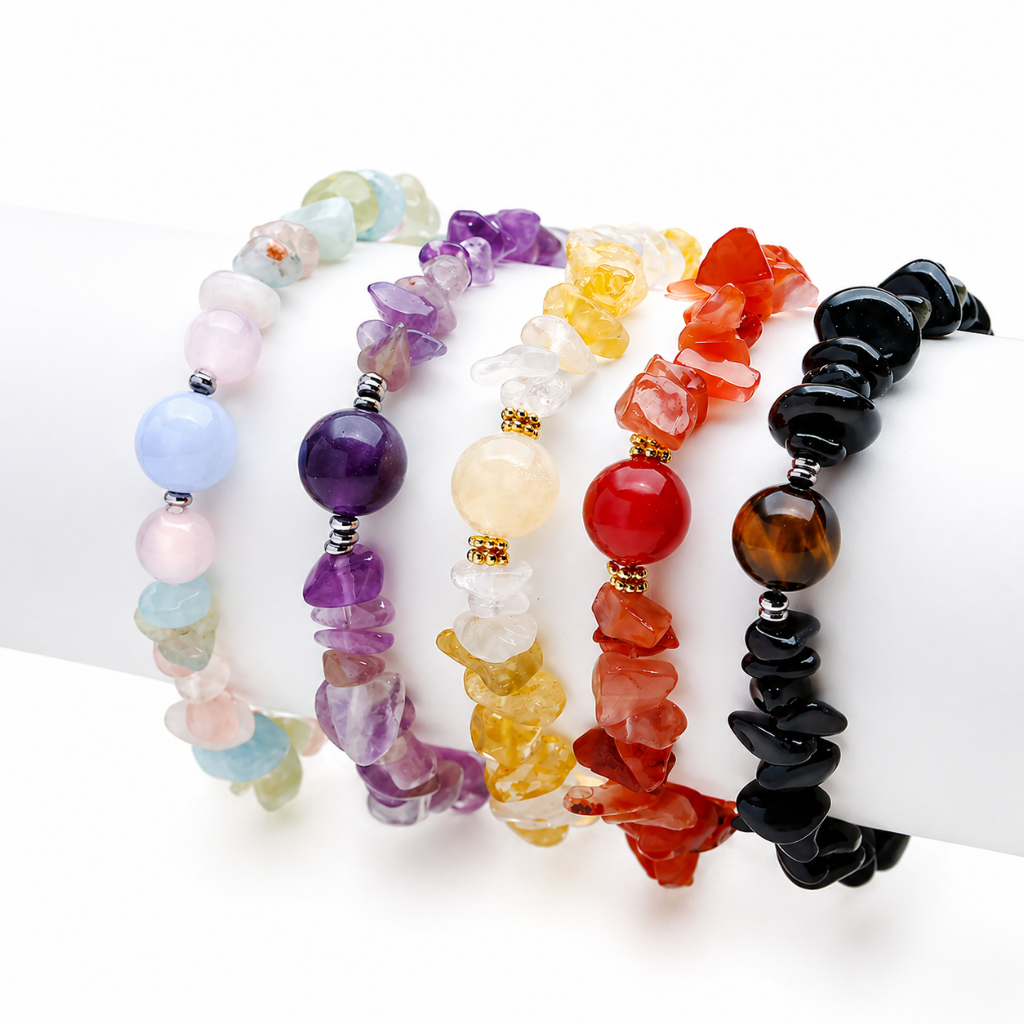 Gelang Batu Alam Asli Kalimantan Gelang Tangan Wanita Handmade Batu Amethyst