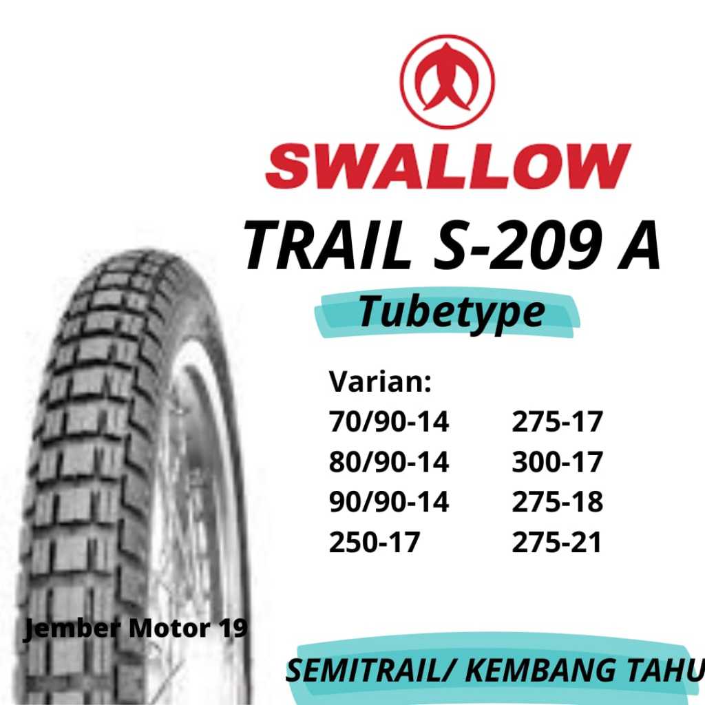 BAN SWALLOW TRAIL 70/90-14, 80/90-14, 90/90-14, 250-17,275-17,300-17,275-18, 275-21 S209 (BAN TUBETY