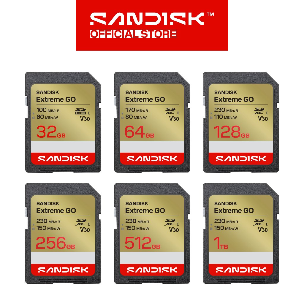 ( NEW ) SANDISK SDXC Extreme GO 32GB / 64GB / 128GB / 256GB UHS-I V30 4K