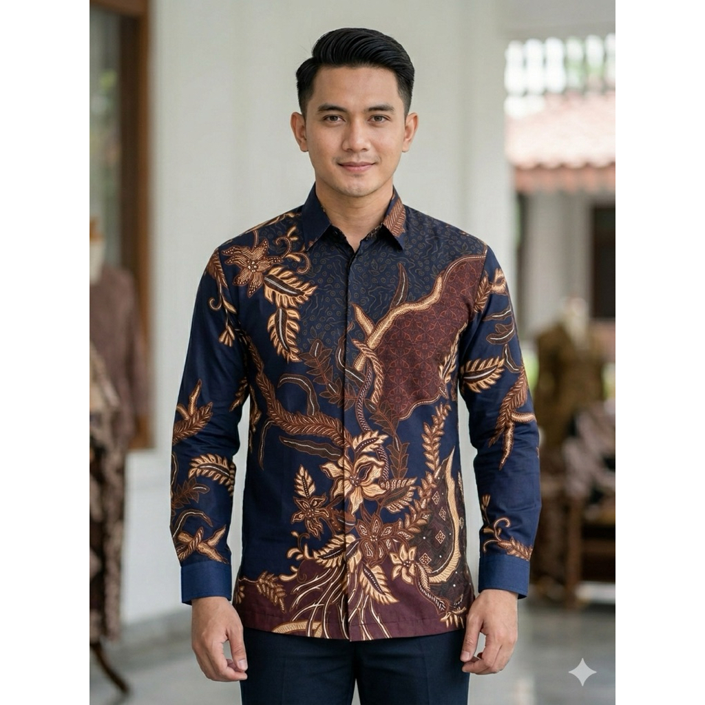 Batik Catton Premium Pria (NAVY)