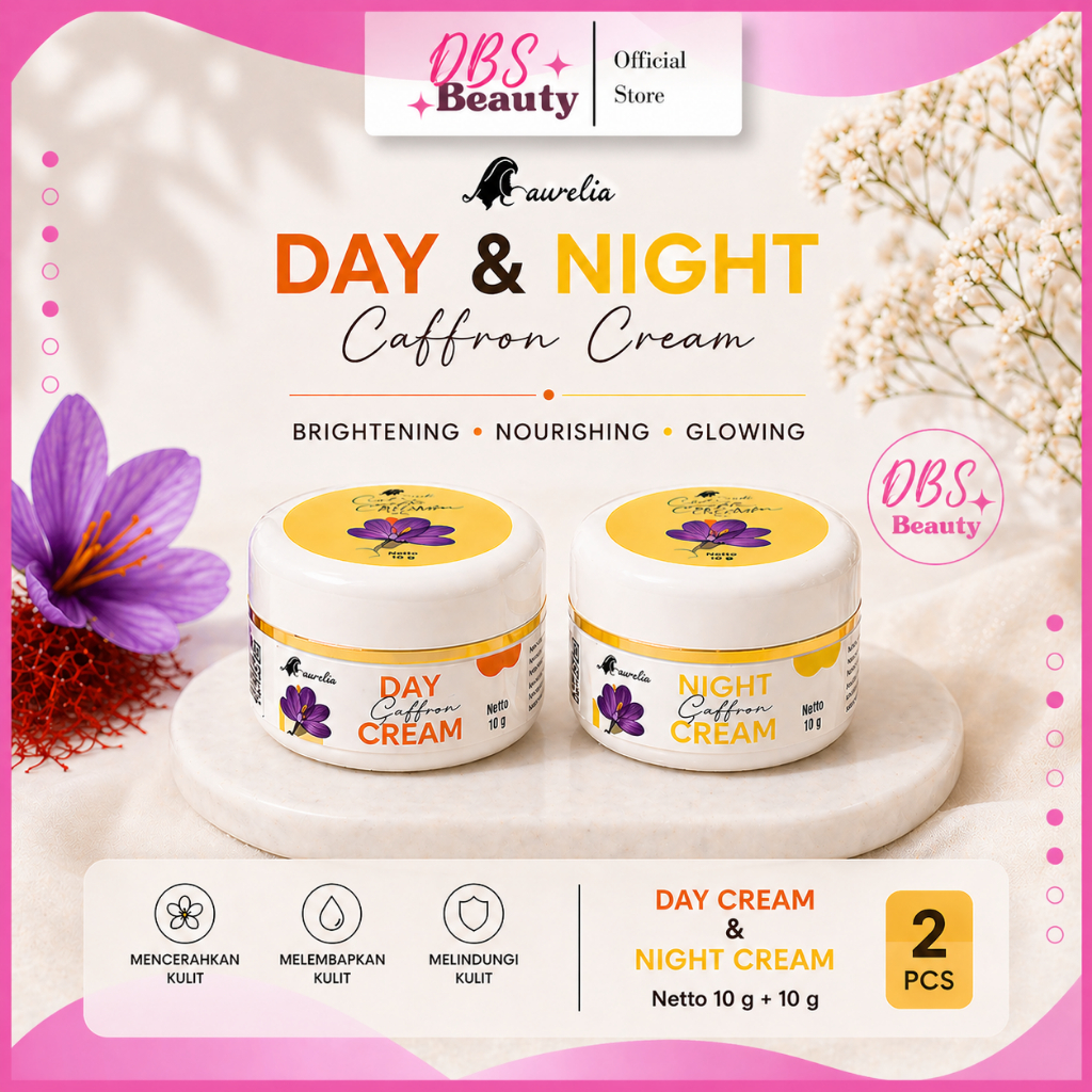 Paket Day Night Cream Saffron Original BPOM Cream Siang Malam Brightening Glowing 2pcs