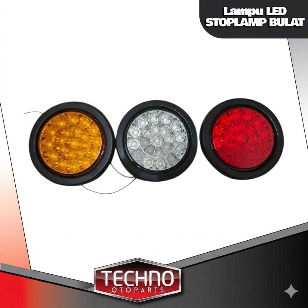 Lampu Led Stop Lamp Truk 24volt Lampu Rem Belakang Truk Model Bulat 1 Pcs Merah Kuning Putih