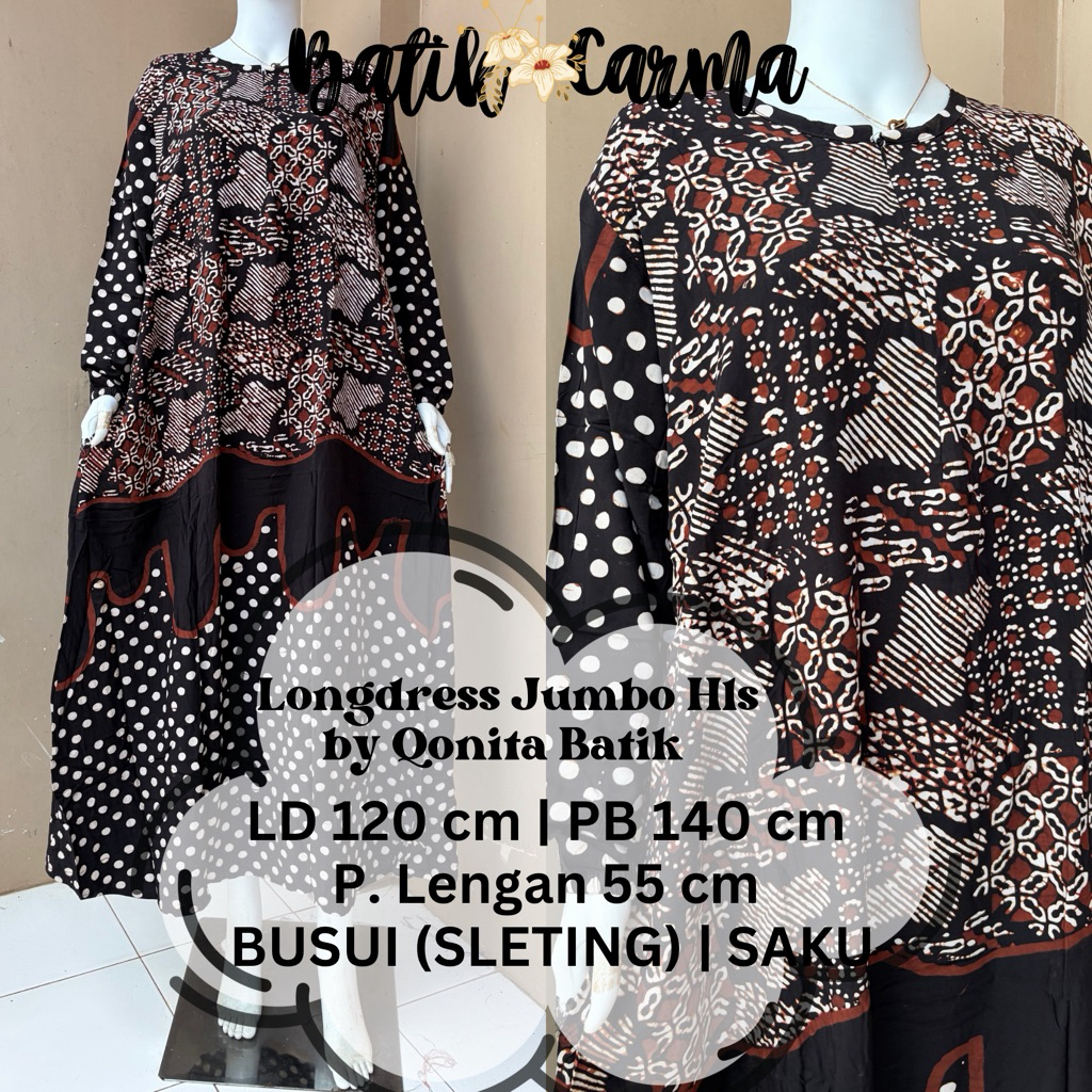 Longdress Sogan Jumbo Hls by Qonita Batik Pekalongan