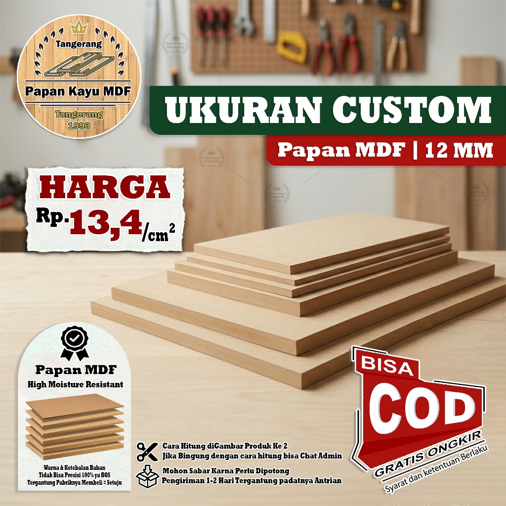 Kayu Papan MDF Ketebalan 12MM Ukuran CUSTOM (Per CM) MDF BOARD BUAT RAK LEMARI SPEAKER MEJA MURAH