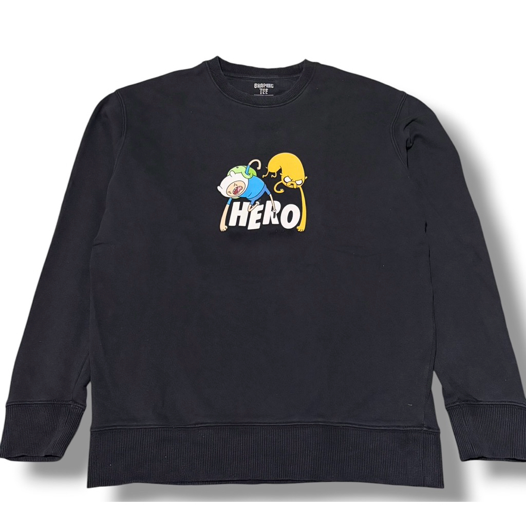 SPAO Graphic Tee Crewneck Art Simple Hero Black Preloved
