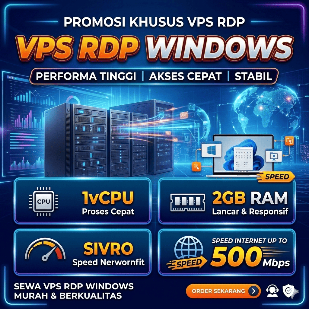 VPS RDP DAN LINUX 1CORE 2GB RAM