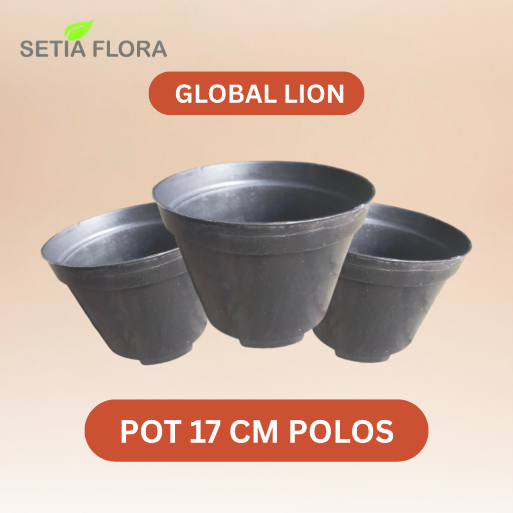 Pot Tanaman Plastik 17 cm Hitam Polos Global Lion