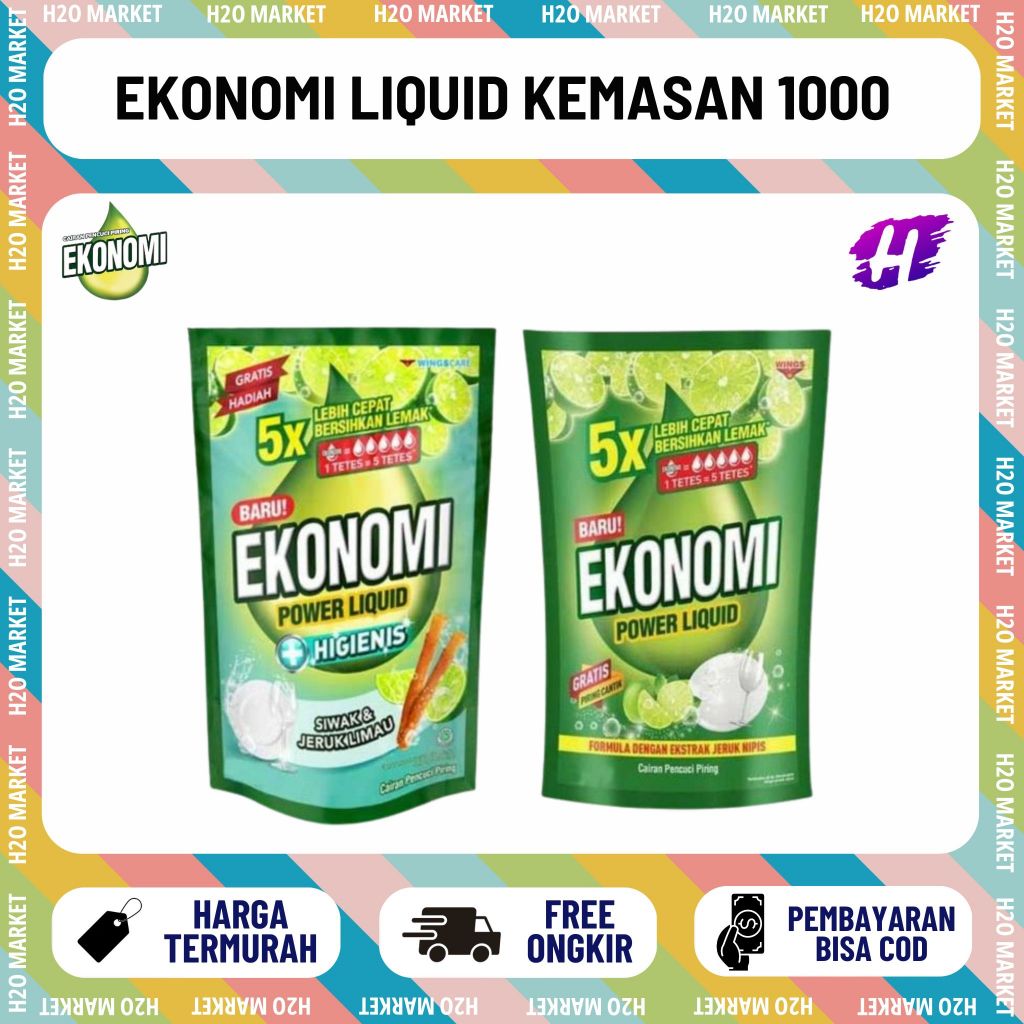 EKONOMI LIQUID SABUN CUCI PIRING EKONOMI KEMASAN 1000 AN 65ML HIGIENIS VARIAN RASA JERUK NIPIS POUCH