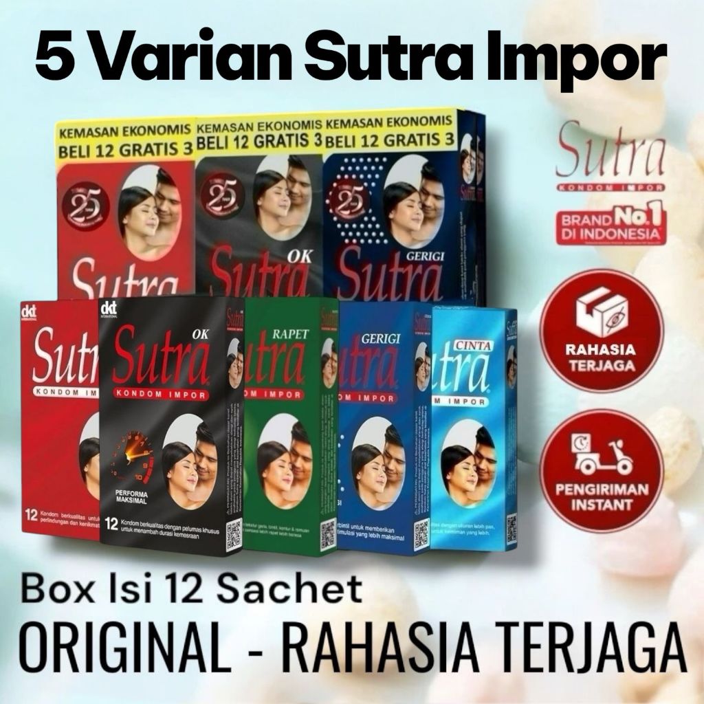Rahasia100% Aman| Kondom SUTRA Impor Tipis Lembut Polos Bergerigi Varian Lengkap Kualitas Premium