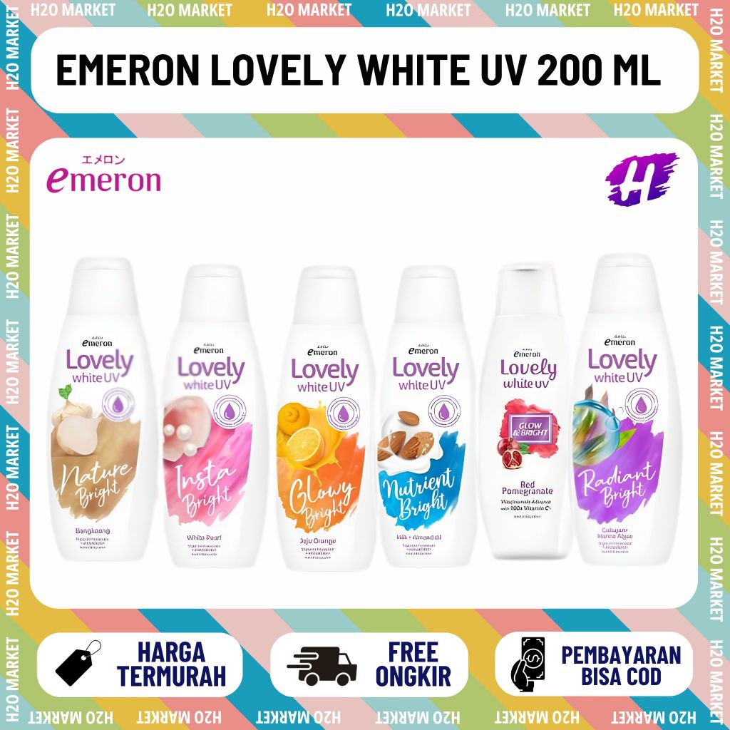EMERON LOVELY UV WHITE 200 ML ALL VARIANT HAND BODY LOTION PEMUTIH KULIT WHITE LOVELY EMERON