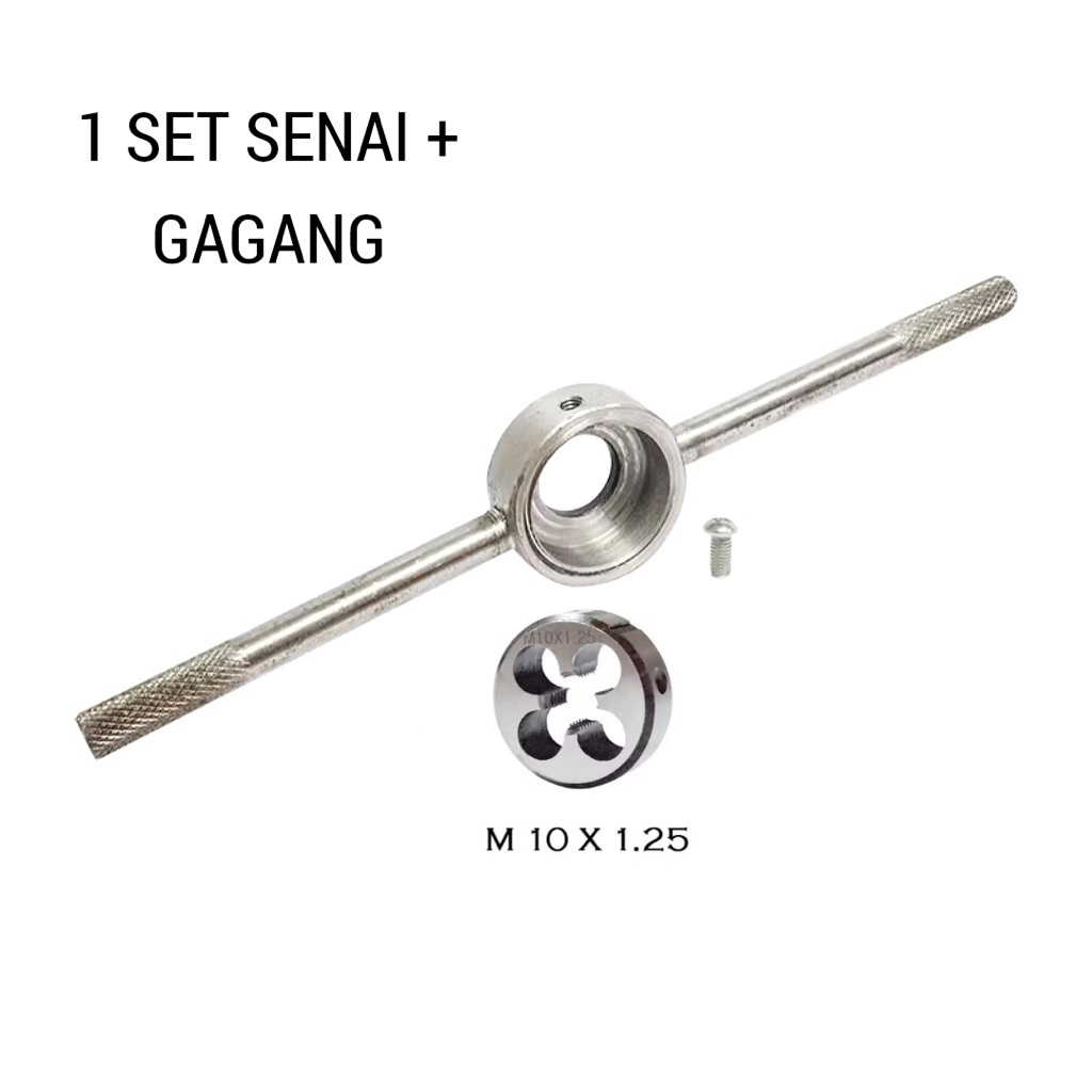 mata senai M10×1.25 set gagang 30mm paket senay snai ulir drat baut 14