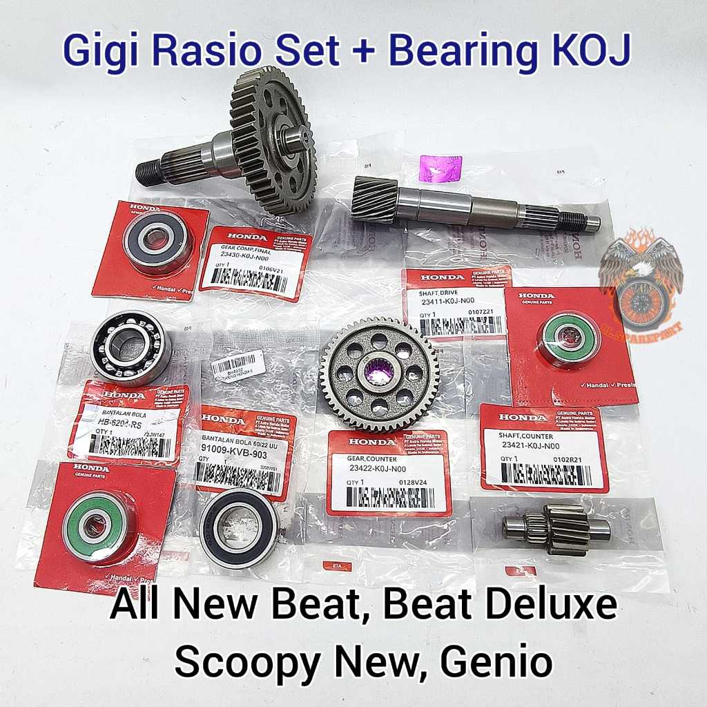 Gigi Rasio Set Bearing Motor Honda KOJ Genio Beat Deluxe Scoopy New Gear Rasio Gardan