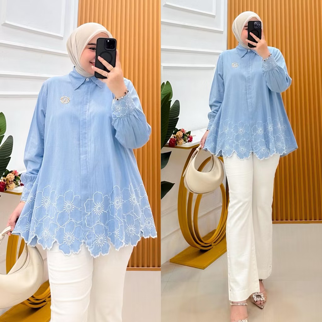 Winody Atasan Denim Bordir Premium
