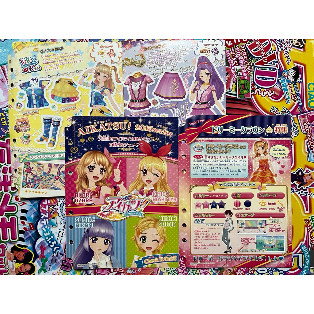 Binder Paper Pembatas Album Binder Aikatsu Mikuru Natsuki Mizuki Kanzaki 4 Pocket 3 Ring 4p Original
