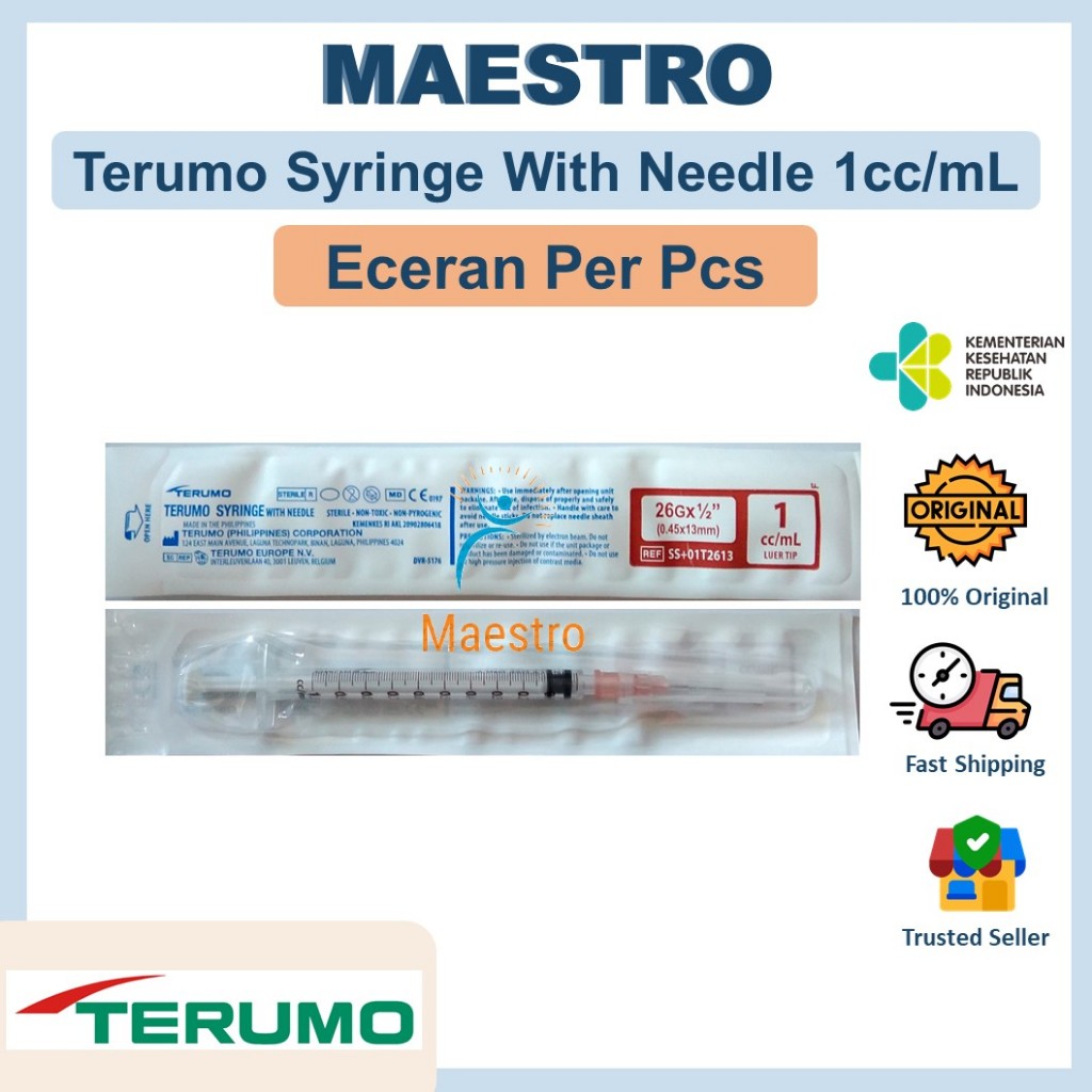 Terumo Spuit Syringe 1cc 1mL Tuberculin 1 cc mL Eceran Satuan Per Pcs