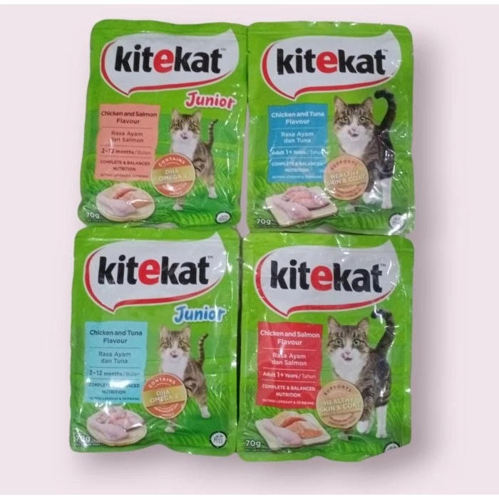 KITEKAT POUCH 1 DUS ISI (28 PCS) / WETFOOD CAT KITECAT SACHET 70 GRAM