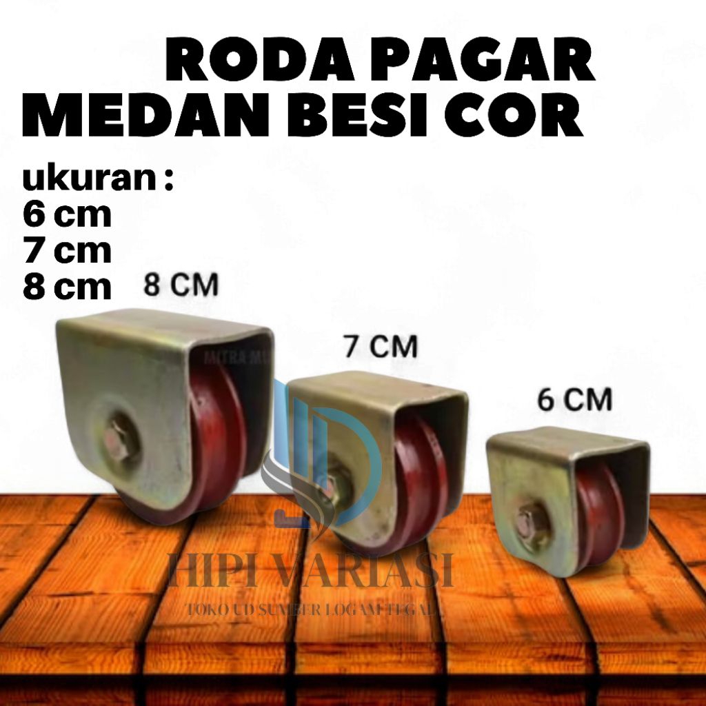 Roda pagar pintu besi cor ukuran 6cm 7cm 8cm / beton (U) dan siku (v) roda pagar gerbang