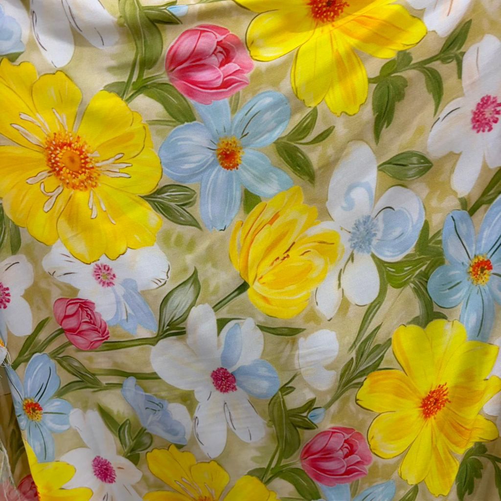kain katun rayon viscose premium motif bunga besar