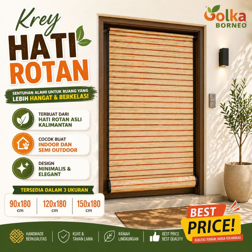 Krey Rotan 90x180 cm Tirai Gorden Krei Hati