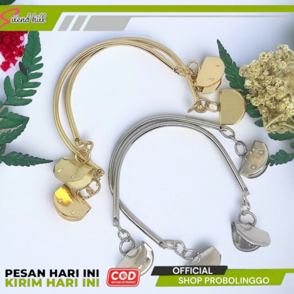 Sepasang Handle Tas Besi Jepit Bahan Besi