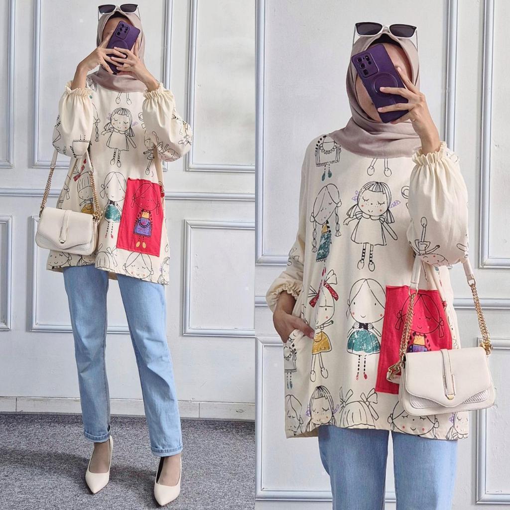 ATASAN TUNIK KAOS PRINTING PREMIUMAN IMPOR MOTIF CANTIK ELEGAN