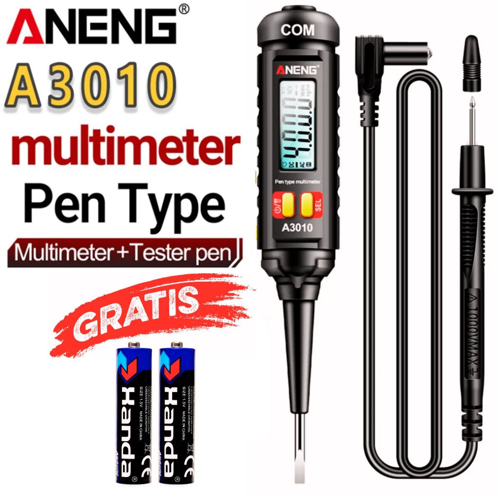 Bonus Baterai ANENG - A3010 Multimeter Tespen 2in1 Digital Tester AC Voltage NCV 4000 Count