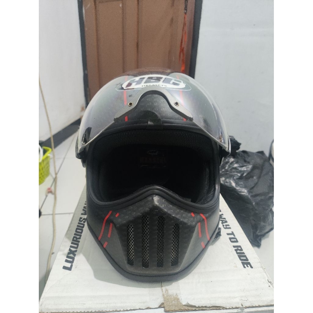 Helm HBC Cakil Pilot Hitam Doff - Bekas, Jual karna jarang kepakai