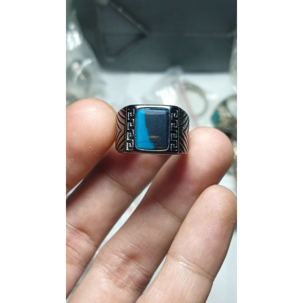 natural cincin batu akik bacan doko kotak cutting body glas