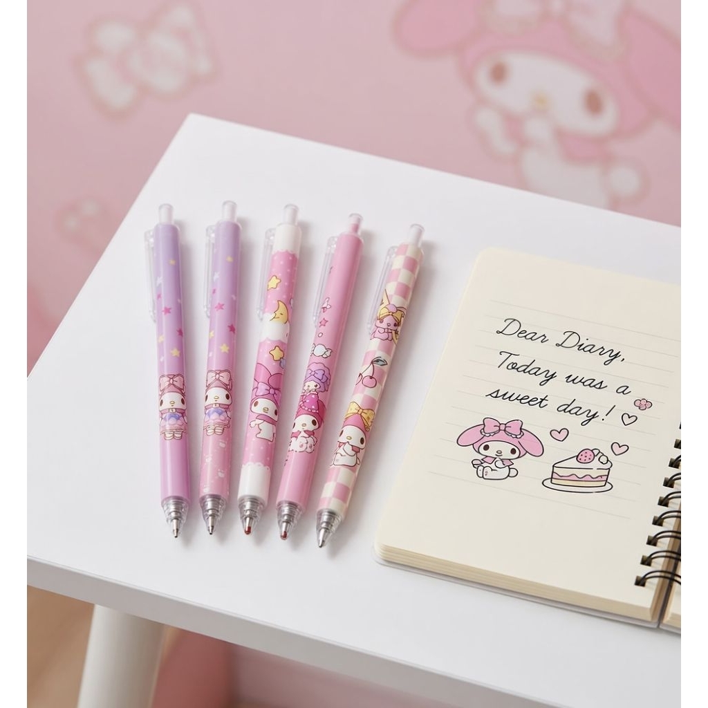 KONARA Pulpen Gel My Melody 0.5mm Tinta Hitam Warna Pink Lucu Aesthetic untuk Sekolah Anak Murah