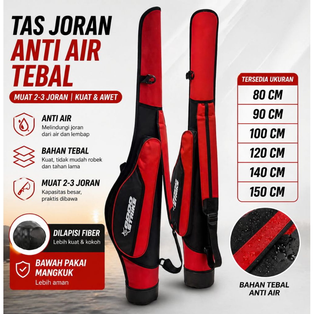 Tas Joran Pancing Anti Air Tebal 80–150cm | Fishing Rod Case 2-3 Joran Tas Pancing Kuat Awet Bawah M