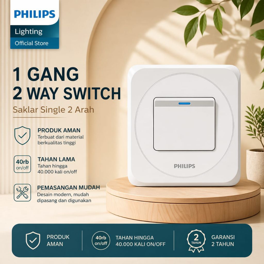 Saklar Philips Simply 2 way Switch | Saklar Hotel