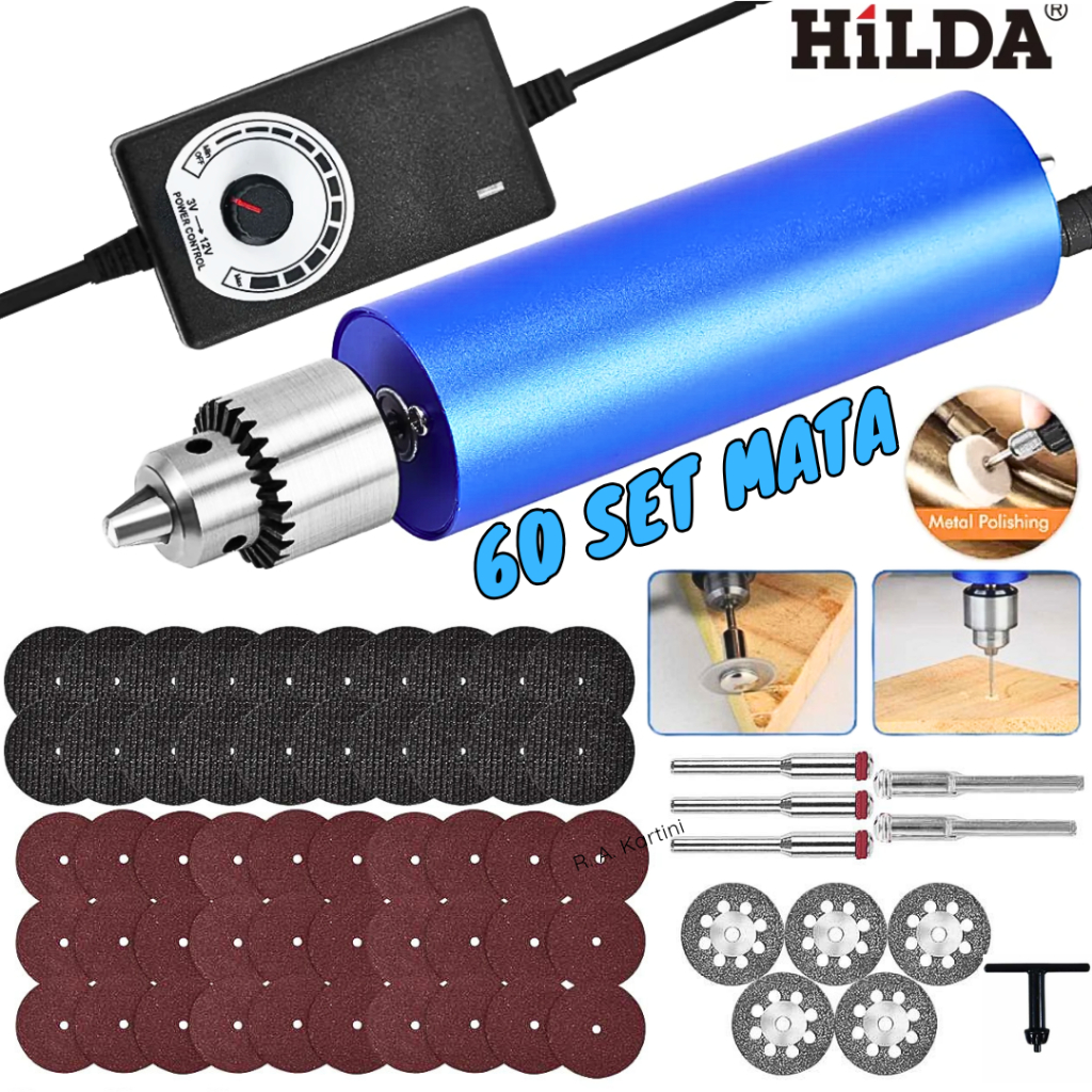 Taffware Bor Listrik Mini Grinder Lengkap+61 Set Mata Alat Ukir Kayu Multifungsi 13000 RPM - X70200