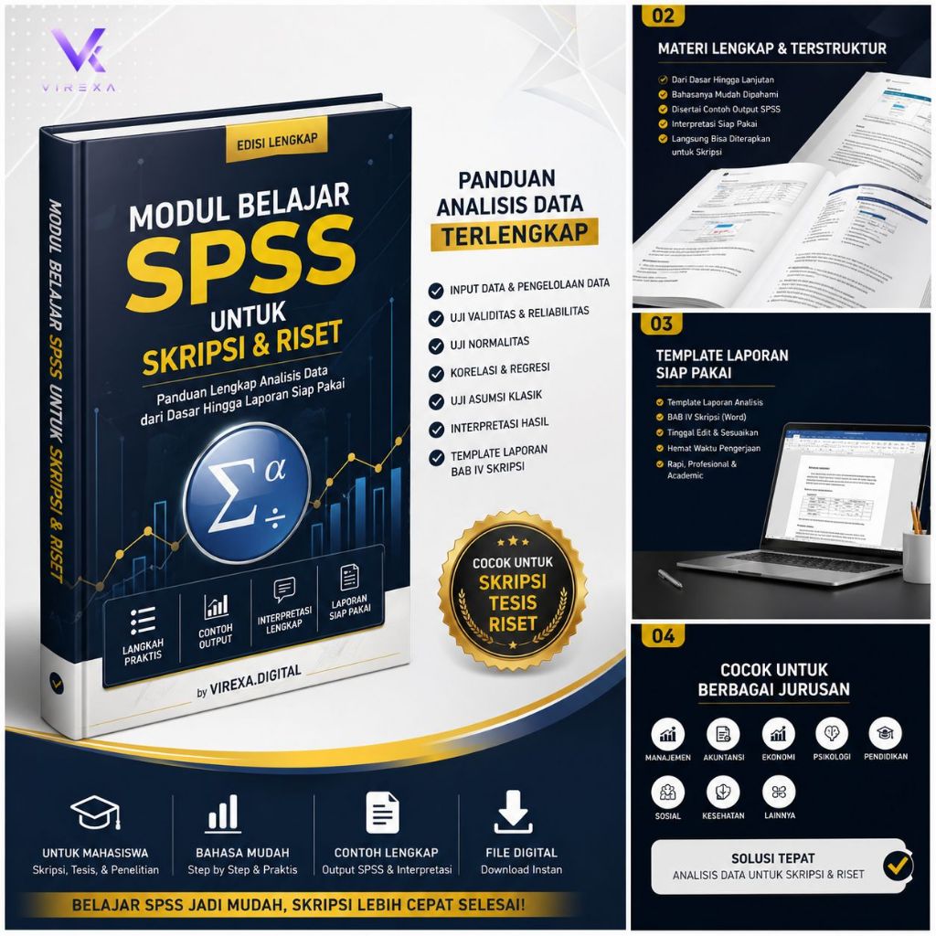 Modul SPSS untuk Skripsi PDF + Template Laporan BAB 4 | Validitas Reliabilitas Regresi