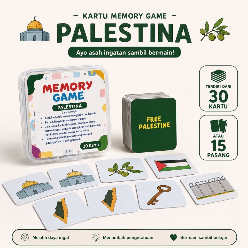 Memory Game Card Tema Palestina | Mainan Edukatif anak Muslim