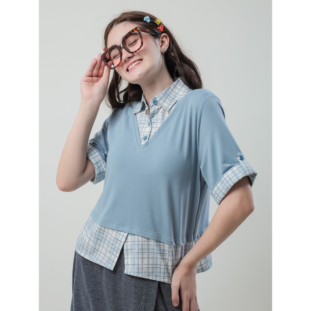 EXIT Qeriza Blouse | Kemeja Wanita - Atasan Lengan Pendek