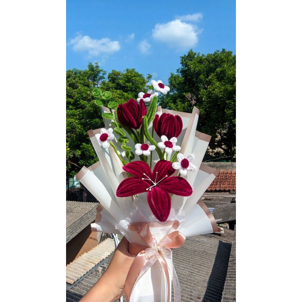 BUKET WISUDA | ULANG TAHUN | KADO VALENTINE BUAT PACAR BUNGA ROSE KAWAT BULU AESTHETIC