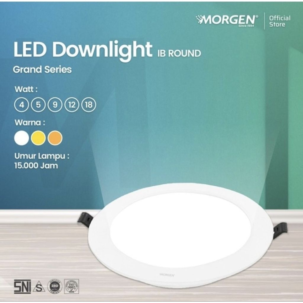 Downlight led panel morgen 12 watt ib 6500k grand series