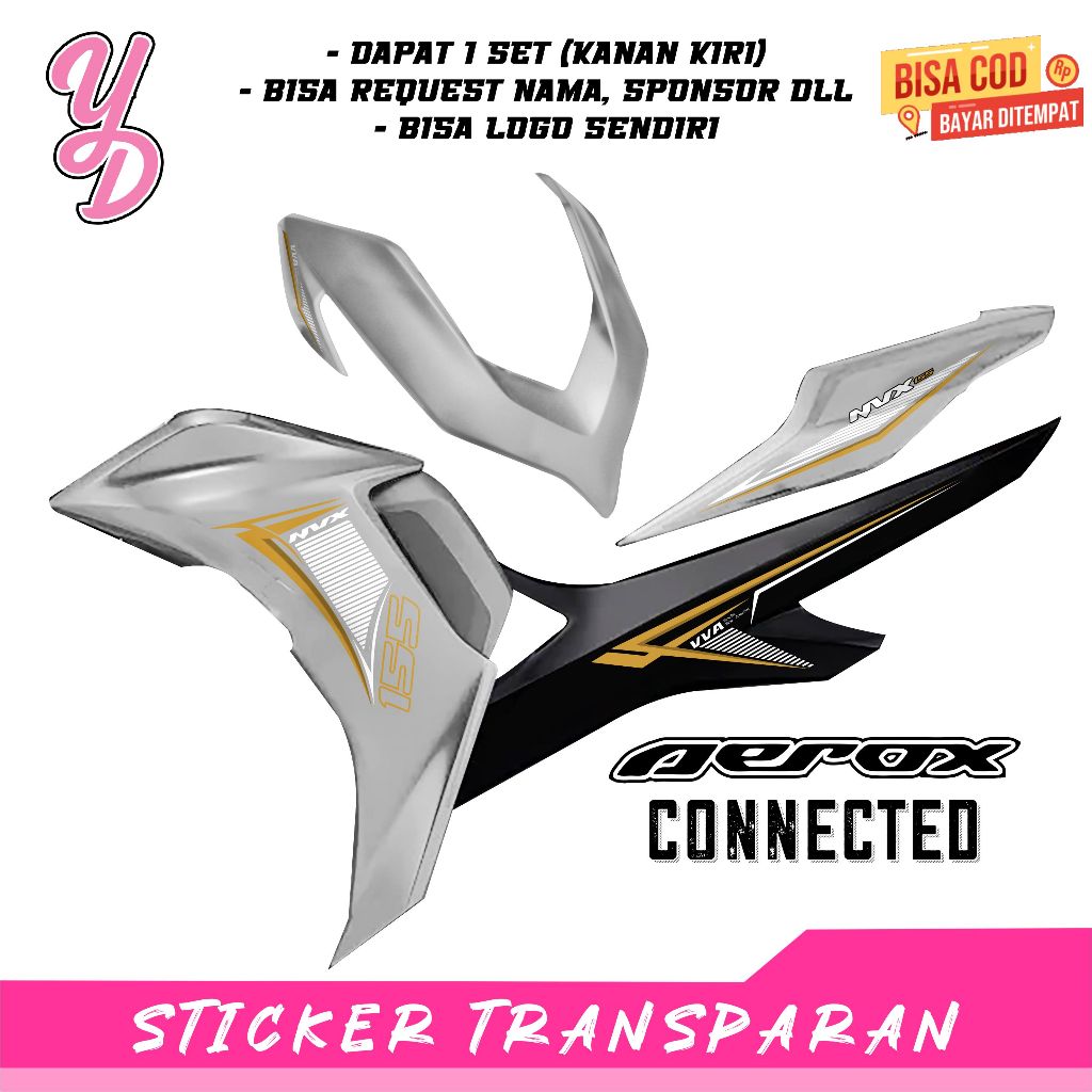 Stiker Transparan Aerox Connected Anti Luntur Keren  Striping Aerox Connected Desain Nvx