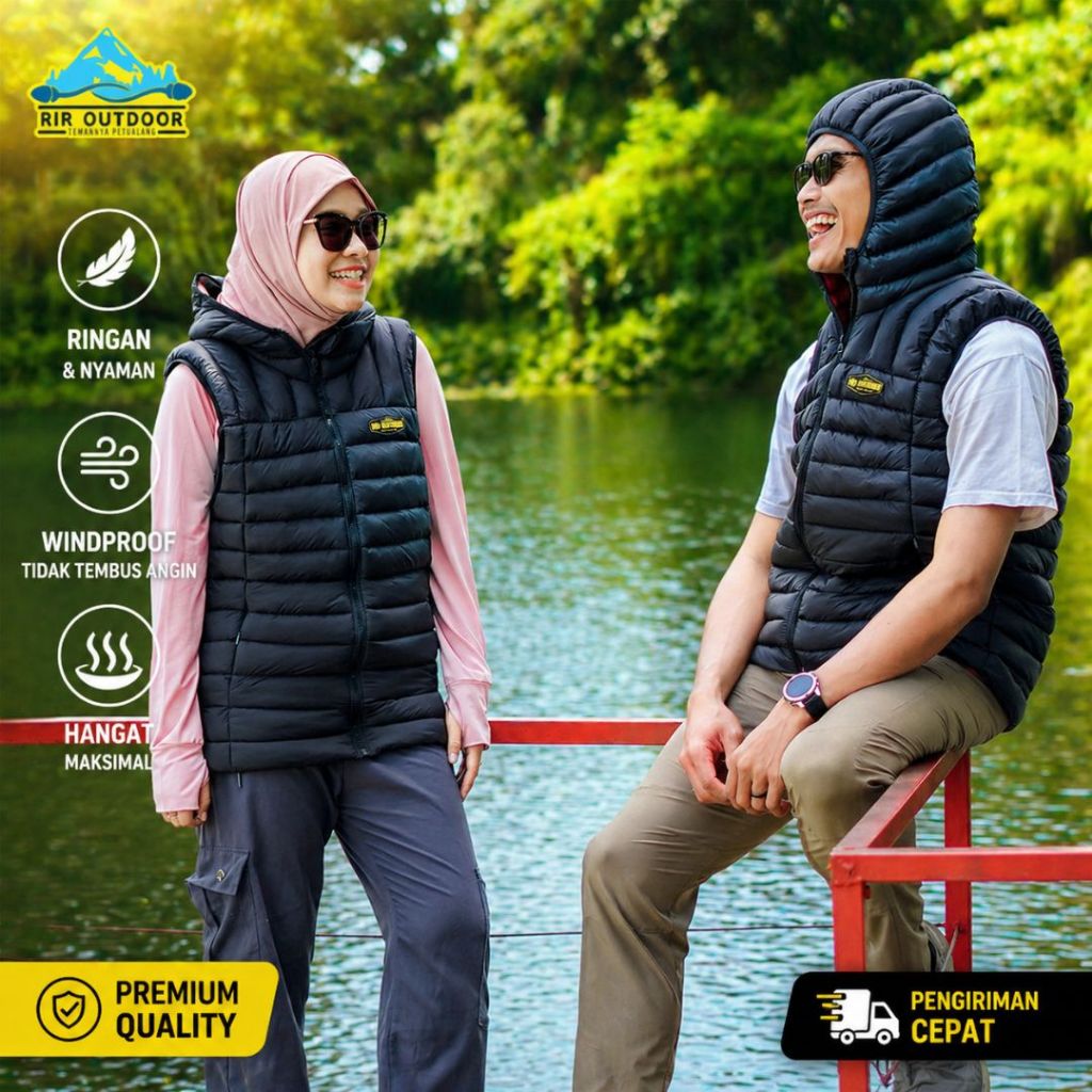 [Best Seller] Vest Rompi Hoodie Rir Outdoor Vest Bulang Dacron Anti Angin Free Stuffsack
