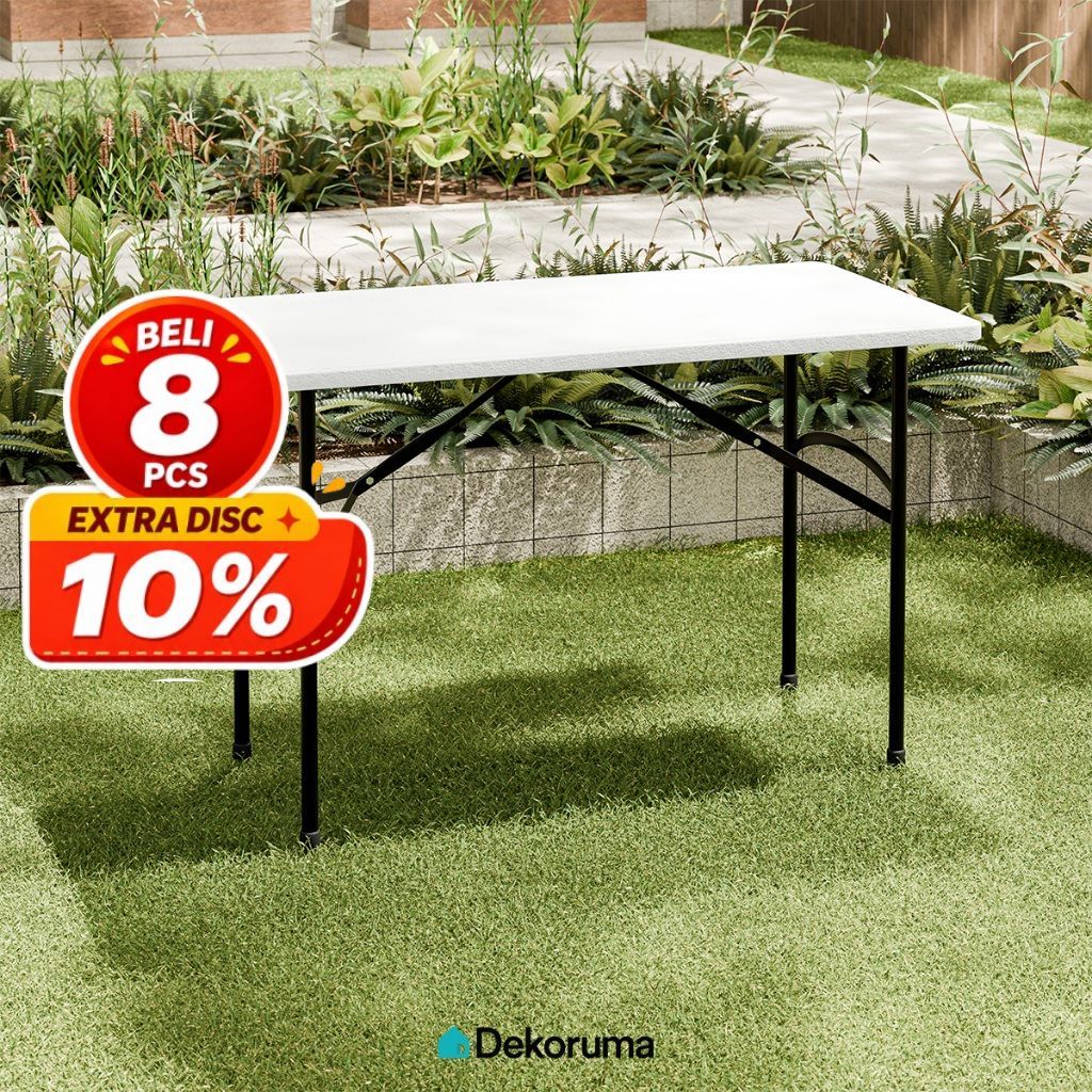 Dekoruma LYOD Meja Lipat Plastik Serbaguna / Foldable Table / Meja Makan Portable - Putih