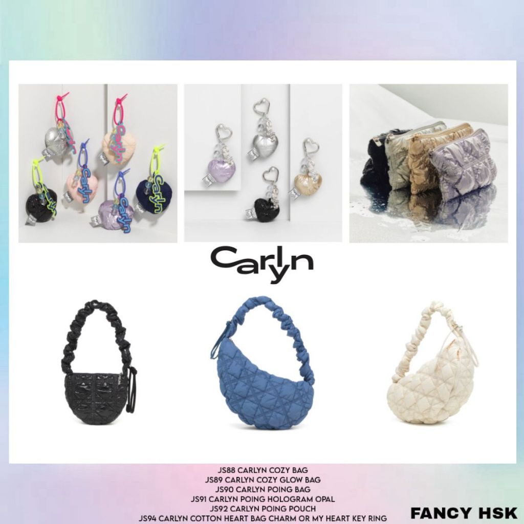 KOREA CARLYN COZY GLOW POING HOLOGRAM POUCH COTTON HEART BAG CHARM KEY RING JS88 JS89 JS90 JS91 JS92