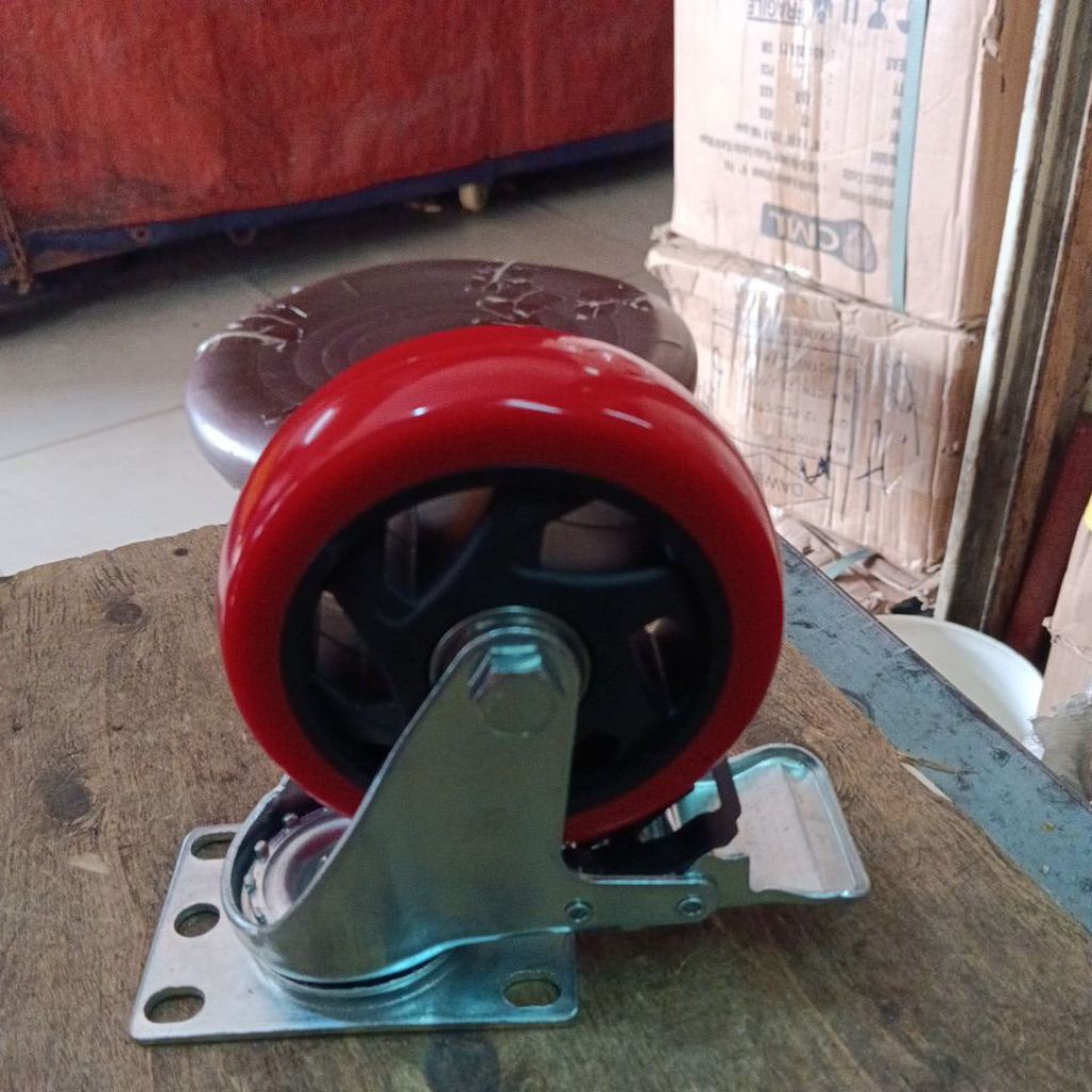 Roda pu medium 4inch rem MURAHHH roda troli 4"