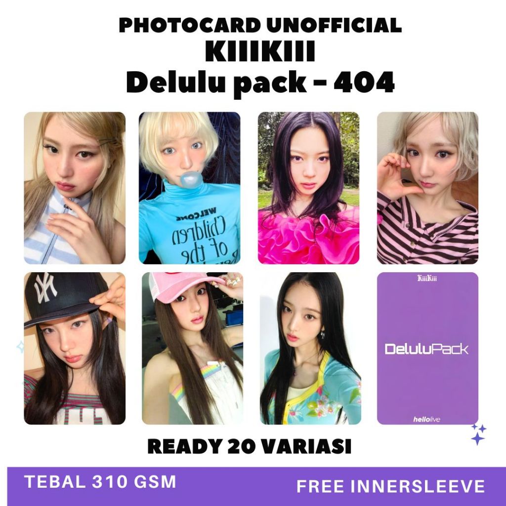 Photocard KiiiKiii Delulu pack Kiiikiii Unofficial Photocard Premium merch haum kya jiyu lessol sui