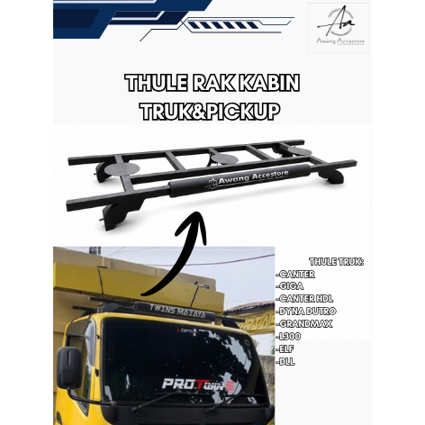 Rak kabin Thule Truk canter HDL kabin besar model Kekinian bahan besi Roll bar roffrack cabin truck