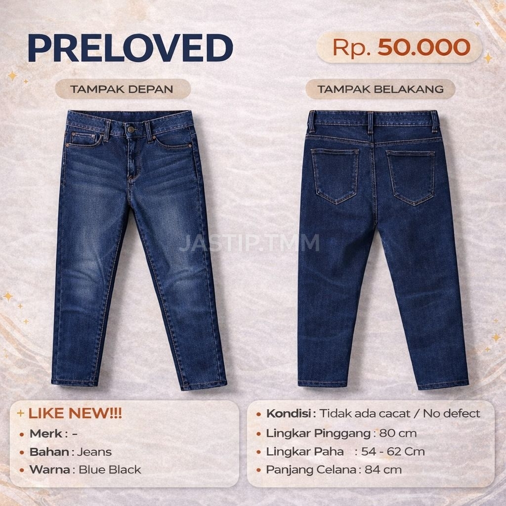 PRELOVED SUDAH CUCI GOSOK - CELANA PANJANG JEANS BLUE BLACK MEDAN