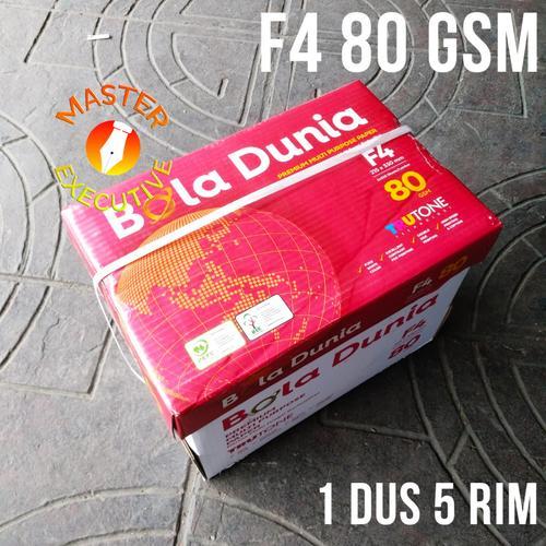 Kertas HVS F4 80 Gram Bola Dunia 1 Dus ( 5 Rim )