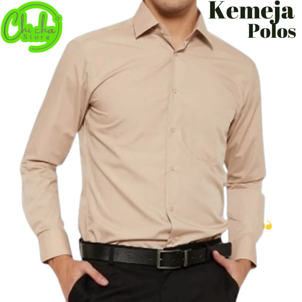 Kemeja Pria POLOS HEM Slim Fit Lengan Panjang - Desain Elegan, Nyaman Dipakai, Berbagai Pilihan Ukur