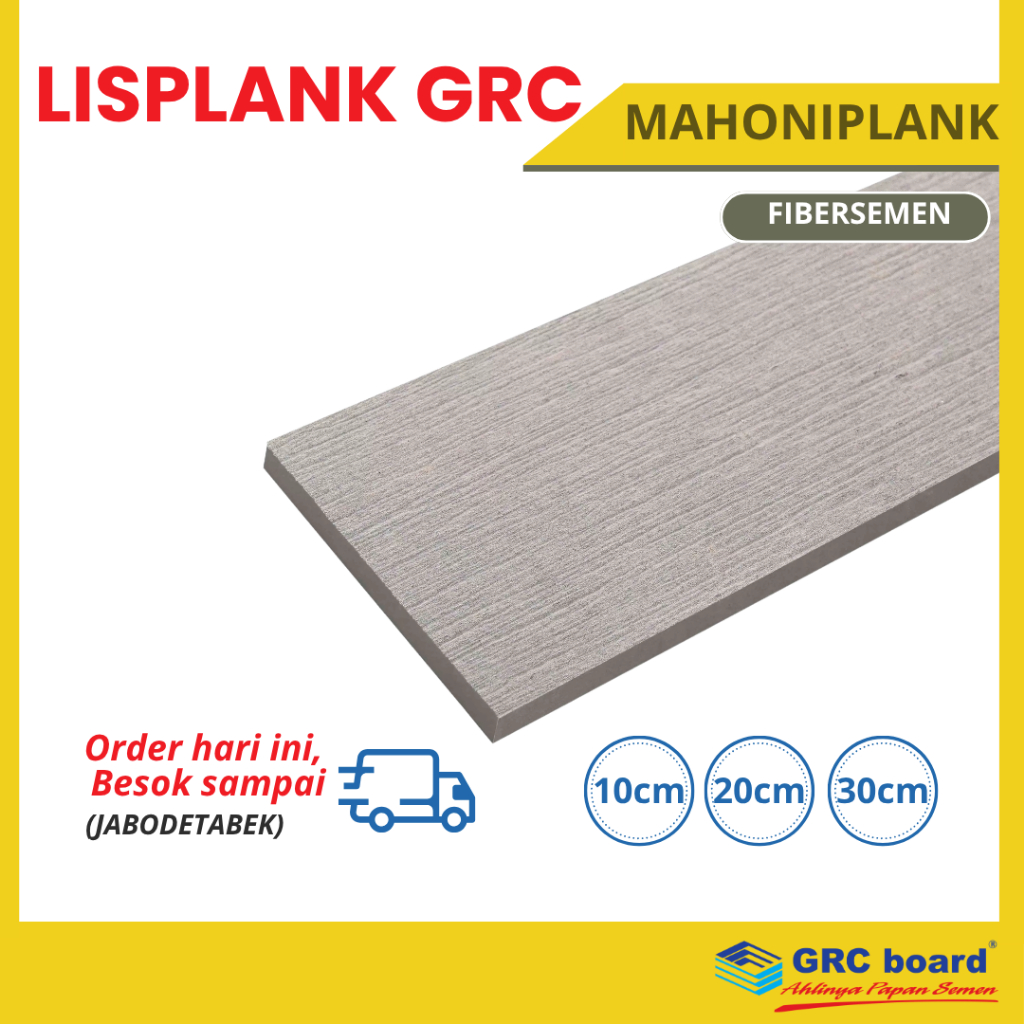 GRC Mahoni plank Lebar 10cm 20cm 30cm Panjang 3m Tebal 8mm Motif Kayu Lisplank Dekoratif